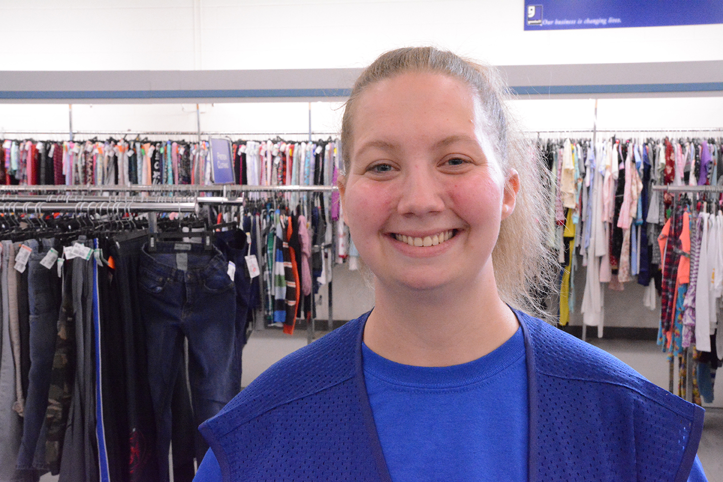 Erica King will soon celebrate four years of sobriety and six months of employment. She says working at Goodwill has given her stability and made her more responsible.