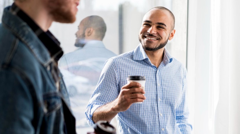man networking while job searching